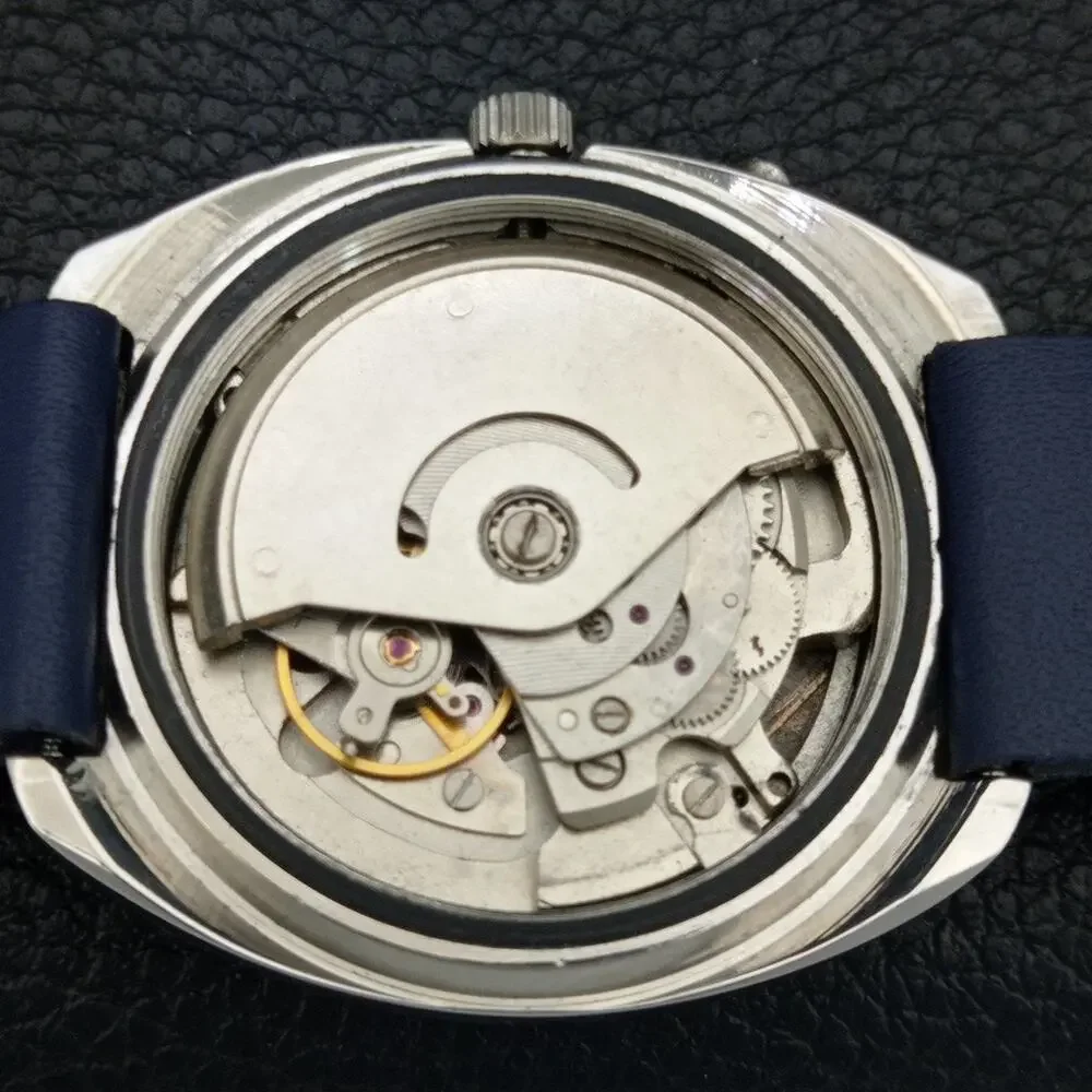 Vintage 1986 Ricoh Automatic Mens Silver Watch W/daydate & Blue accents